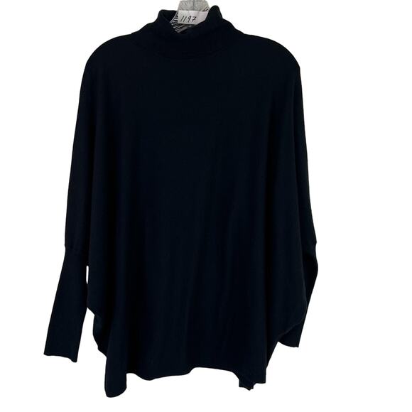 Alfani Poncho Sweater Womens Small Black Turtleneck Pullover - Picture 1 of 12